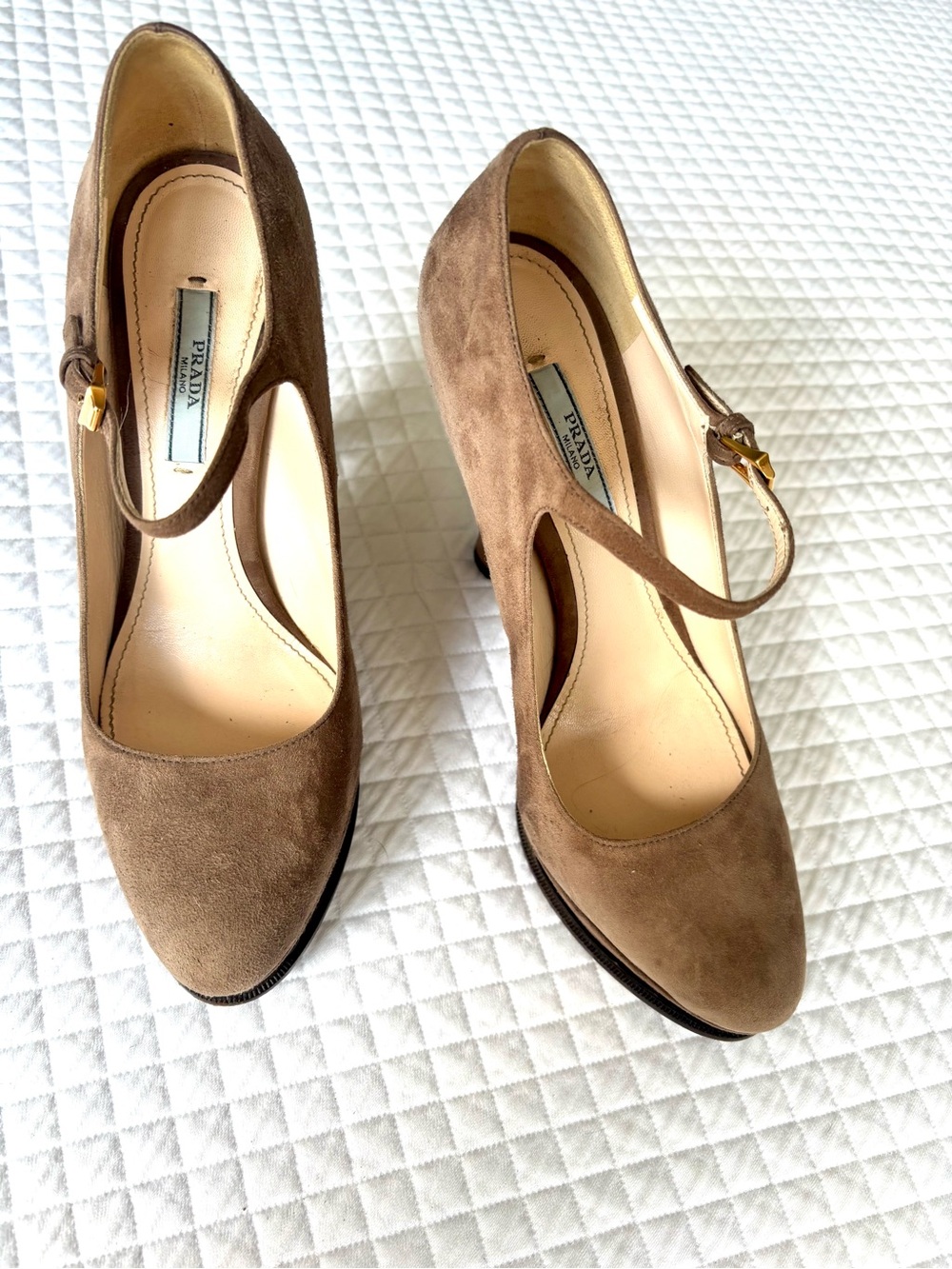 Prada Taupe Suede Mary Jane Platform shoes - Picture 9 of 10